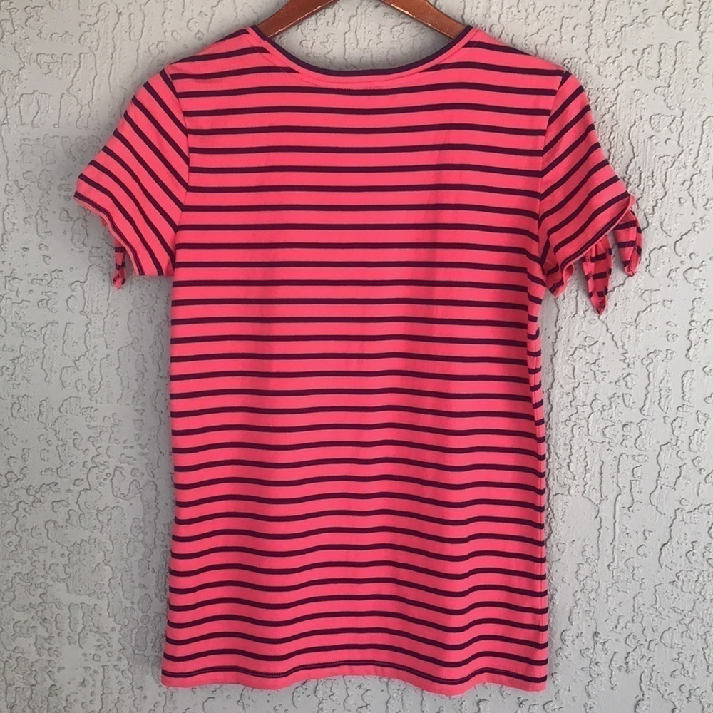 Nautica Melonberry Stripe Tie Sleeve Tee Shirt NWT Small - Picture 7 of 12